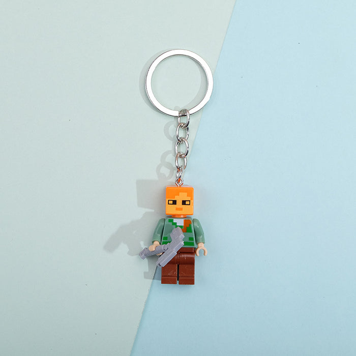 Wholesale Cartoon Plastic Building Blocks Keychain (M) JDC-KC-QMou011