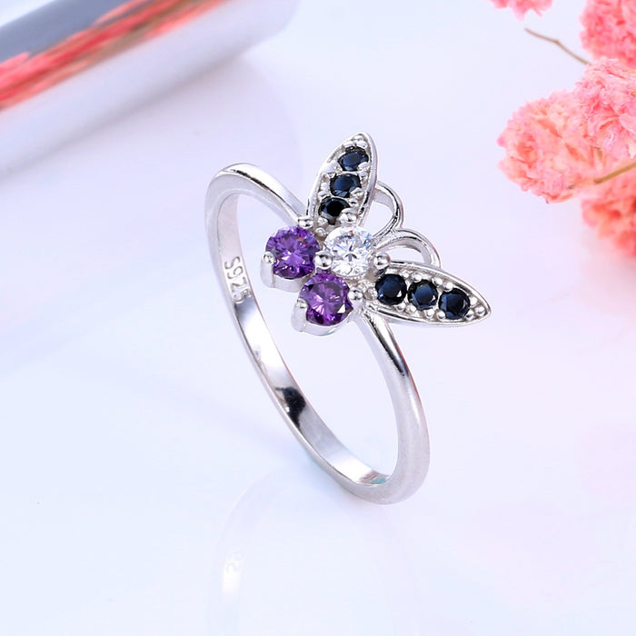 Wholesale Butterfly Zircon Copper Ring JDC-RS-FuZ001