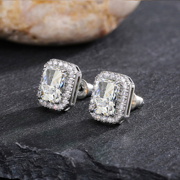 Jewelry WholesaleWholesale square full diamond set green zircon stud earrings JDC-ES-Caos003 Earrings 曹适 %variant_option1% %variant_option2% %variant_option3%  Factory Price JoyasDeChina Joyas De China