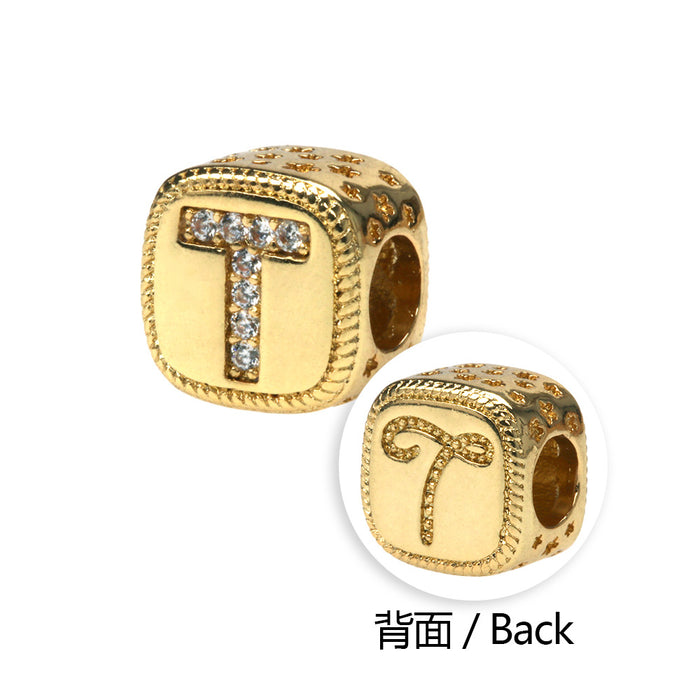 Wholesale 26 Letters Perforated Copper Plated Square Beaded Snake Bone Bracelet JDC-BT-TianY004