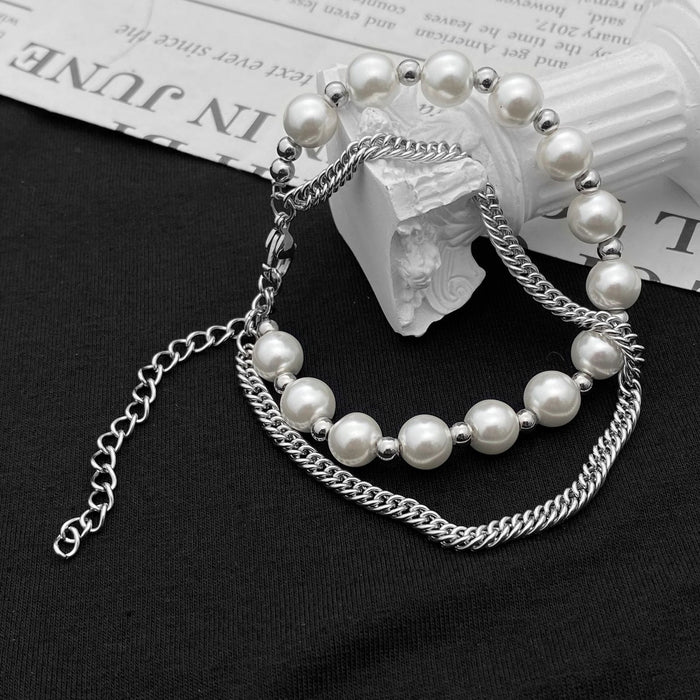 Jewelry WholesaleWholesale Hip Hop Pearl Titanium Steel Cuban Bracelet JDC-BT-JiuB008 Bracelet 玖柏 %variant_option1% %variant_option2% %variant_option3%  Factory Price JoyasDeChina Joyas De China