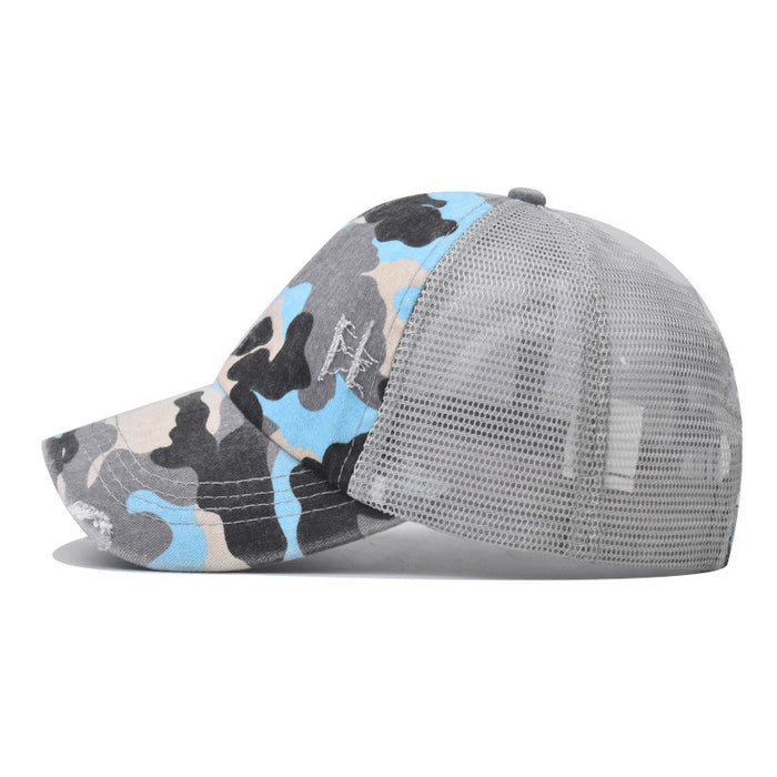 Wholesale cotton back open ponytail hat ponytail camouflage baseball cap MOQ≥2 JDC-FH-EXu007