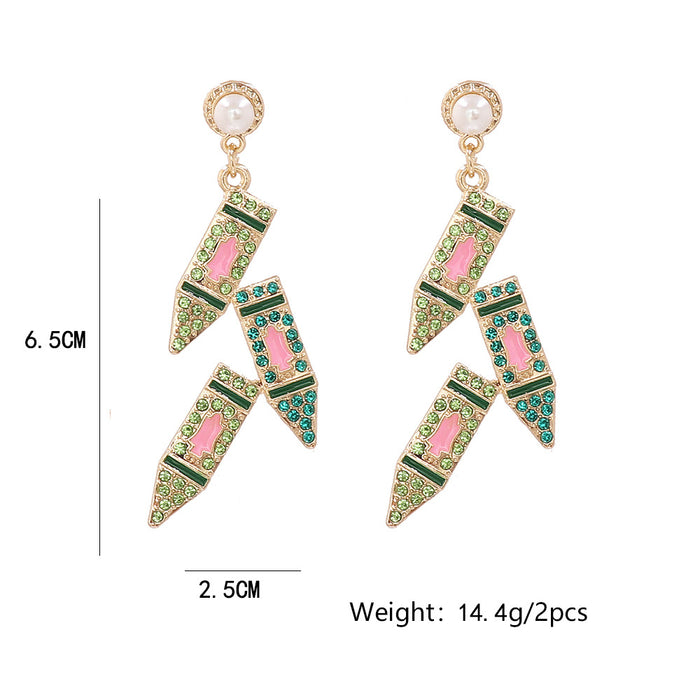 Wholesale Earrings Alloy Diamonds Creative Green Bullets JDC-ES-JJ337