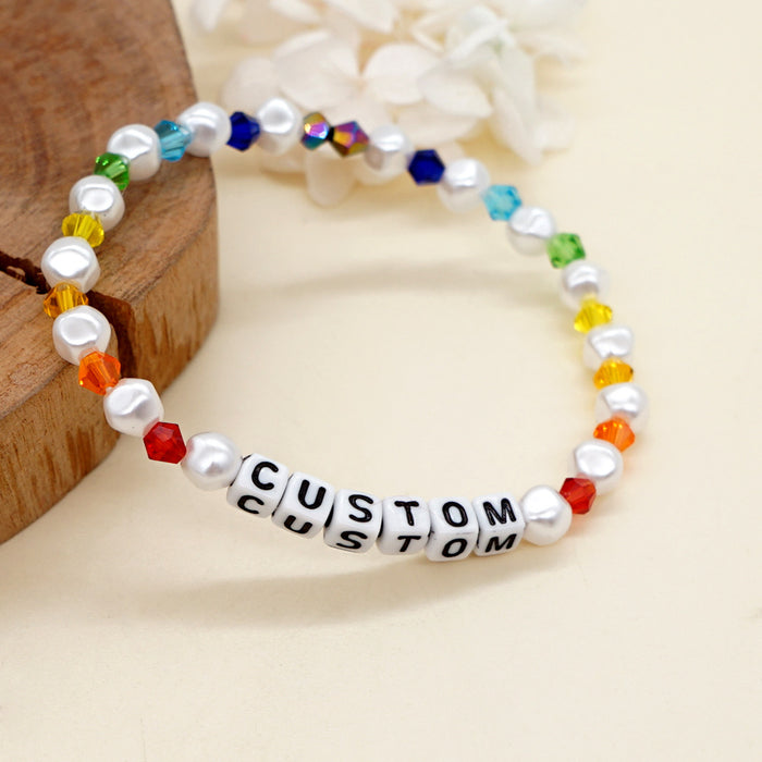 Wholesale Bracelet Diamond Crystal Pearl Letter Beads JDC-BT-GBH139