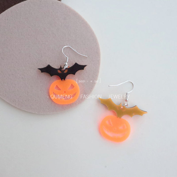 Wholesale Earrings Halloween Acrylic Bat Pumpkin MOQ≥2 JDC-ES-MOSHU034