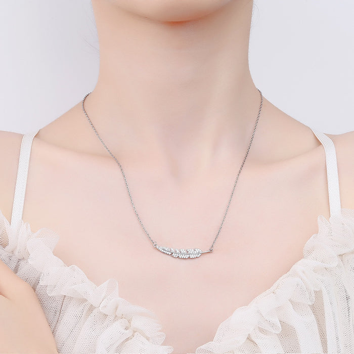 Wholesale Micro Inlaid Zirconium New Feather Clavicle Chain JDC-NE-BLX055