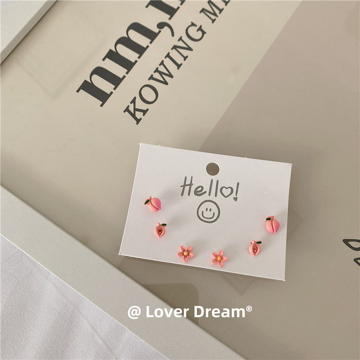 Wholesale Retro Color Cartoon Stud Earrings Set of 6 Pieces MOQ≥2 JDC-ES-Lfm005