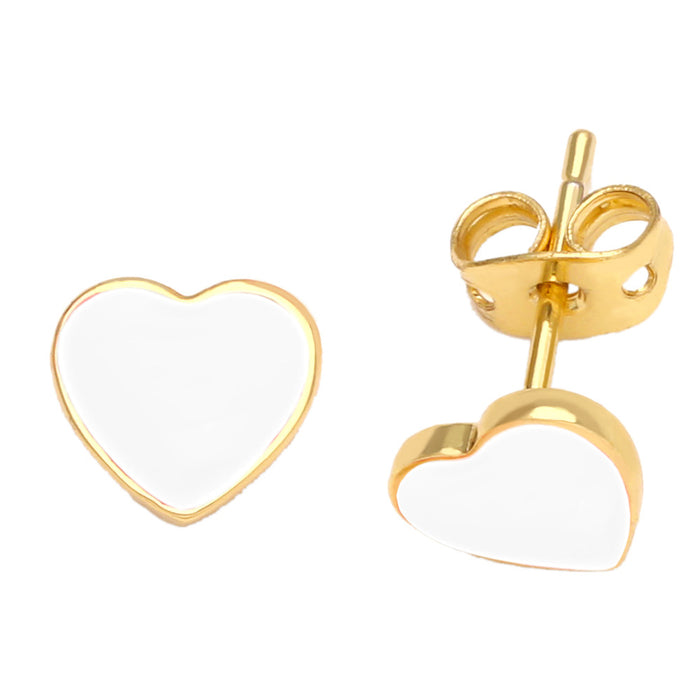 Wholesale Earrings Copper Plated 18K Gold Enamel Heart Shape JDC-PREMAS-ES-002