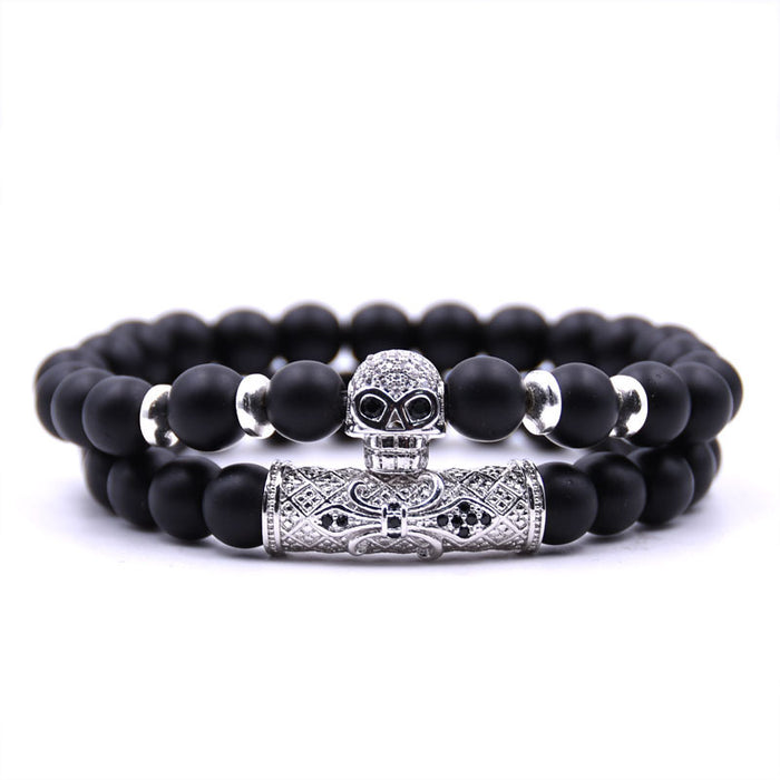 Wholesale Bracelet Beaded Copper Skull Head Micro Inlaid Zircon JDC-BT-JunH001