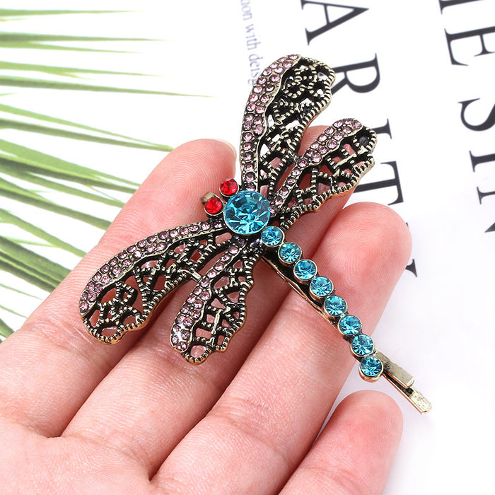 Wholesale Necklace Metal Cartoon Black Key Pendant Dragonfly Hairpin Set JDC-NE-YouM009