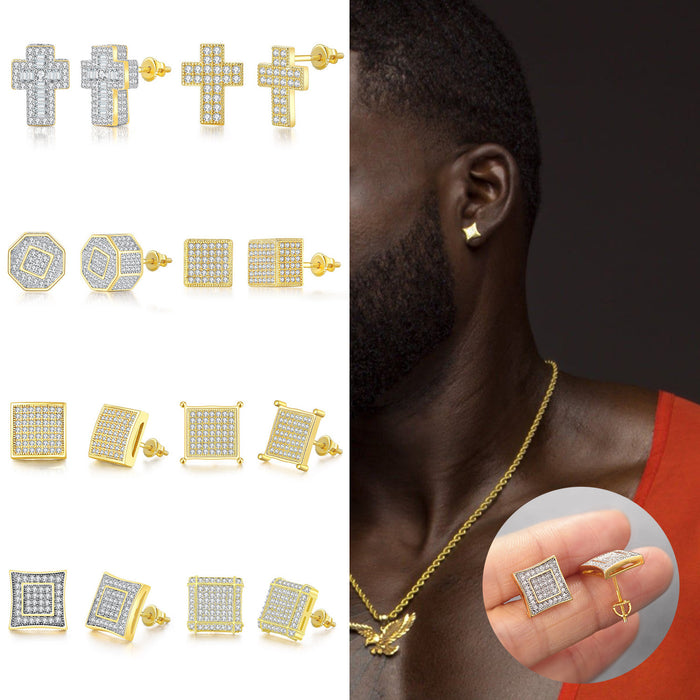 Jewelry WholesaleWholesale Full Diamond Hip Hop Men's Zircon Micro Set Cross Stud Earrings JDC-ES-ZY002 Piercing 佐伊凯丽 %variant_option1% %variant_option2% %variant_option3%  Factory Price JoyasDeChina Joyas De China