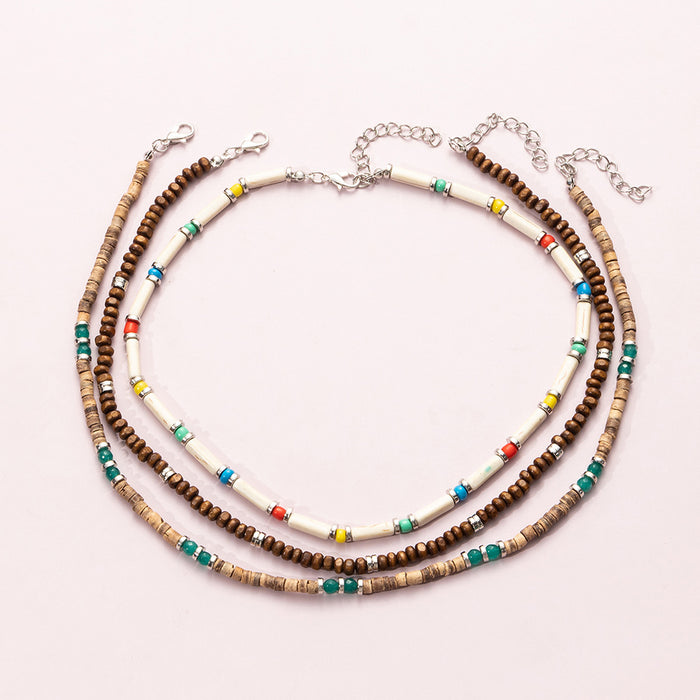 Wholesale wooden beaded women's necklace ethnic style JDC-NE-NZ331