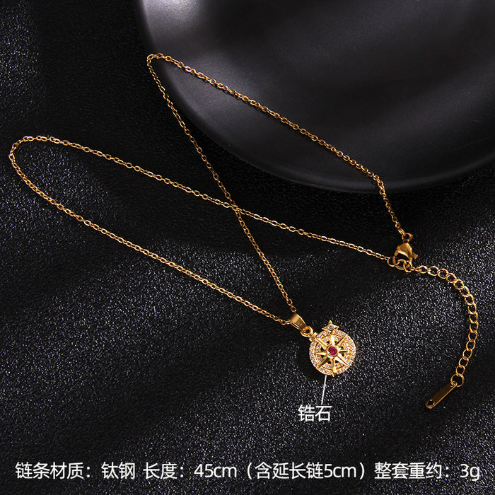 Jewelry WholesaleWholesale Octagon Gold Plated Zircon Titanium Steel Dreamcatcher Necklace JDC-NE-RongS008 Necklaces 荣硕 %variant_option1% %variant_option2% %variant_option3%  Factory Price JoyasDeChina Joyas De China