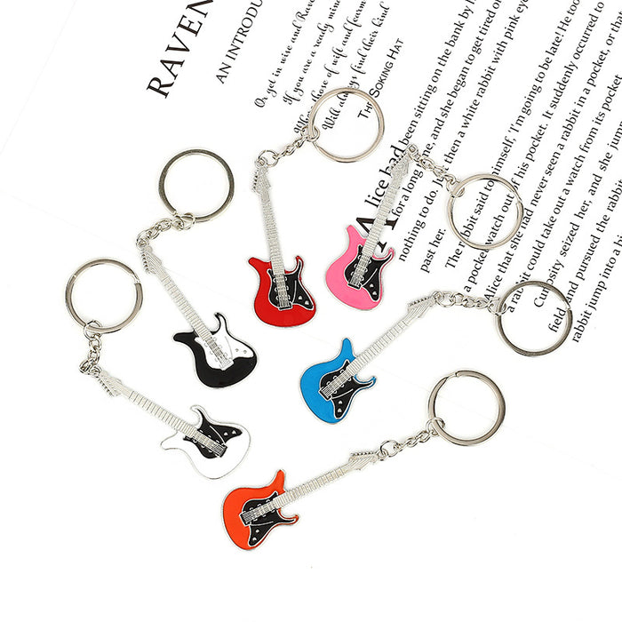 Wholesale creative musical instrument metal paint guitar keychain JDC-KC-MengO001