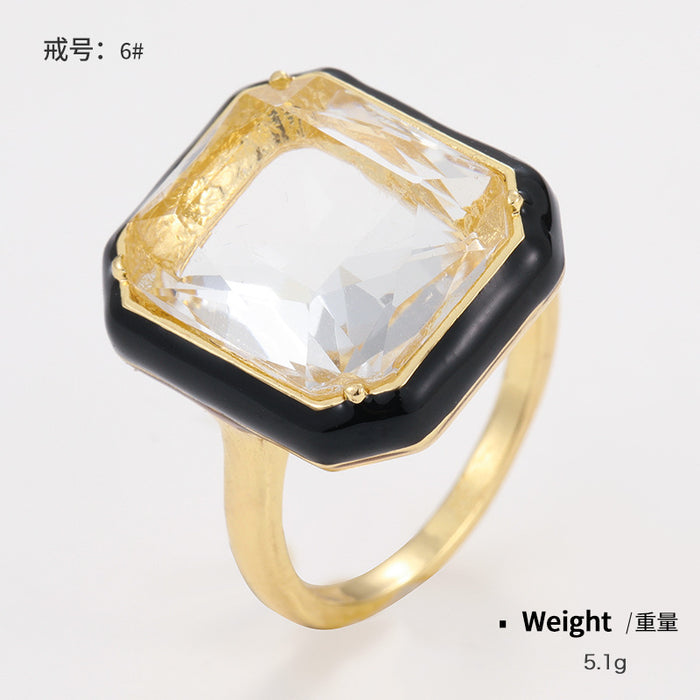 Wholesale Gemstone Enamel Alloy Zircon Ring JDC-RS-KenJ001