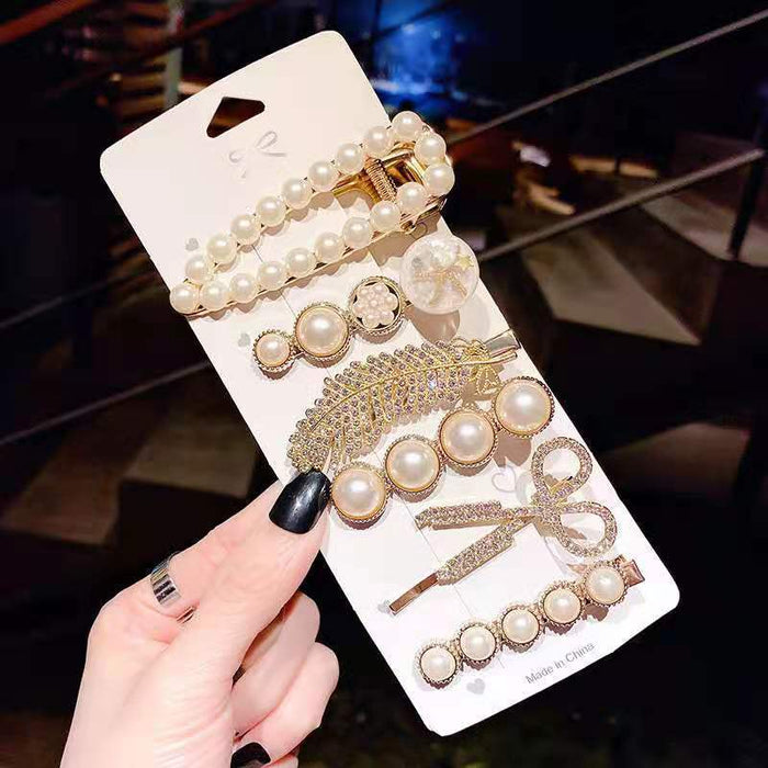 Jewelry WholesaleWholesale feather hairpin 6-Piece set of scissors pearl alloy Hair Clip JDC-HC-YiL001 Hair Clips 艺麟 %variant_option1% %variant_option2% %variant_option3%  Factory Price JoyasDeChina Joyas De China