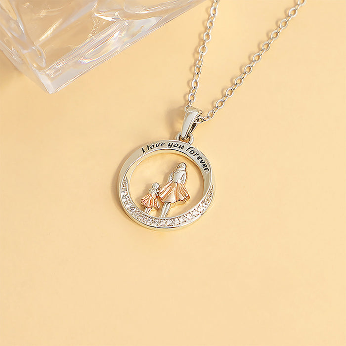 Jewelry WholesaleWholesale heart-shaped mother's Day two-color Necklace JDC-NE-Mail015 Necklaces 麦伦 %variant_option1% %variant_option2% %variant_option3%  Factory Price JoyasDeChina Joyas De China