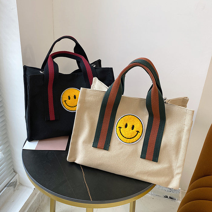 Jewelry WholesaleWholesale Plush Smiley Canvas Tote Bag JDC-HB-Wanan002 Handbags 湾岸 %variant_option1% %variant_option2% %variant_option3%  Factory Price JoyasDeChina Joyas De China