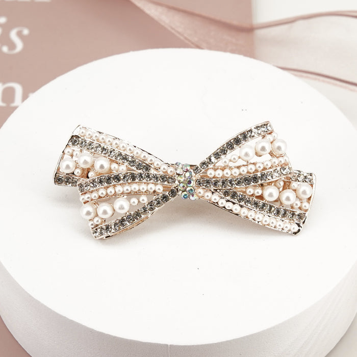 Wholesale Hair Clips Alloy Artificial Pearl Bow MOQ≥2 JDC-HC-HG015