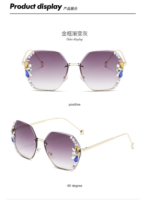 Wholesale Diamond Rimless Cut Edge UV Blocking Sunglasses JDC-SG-ZhanH003