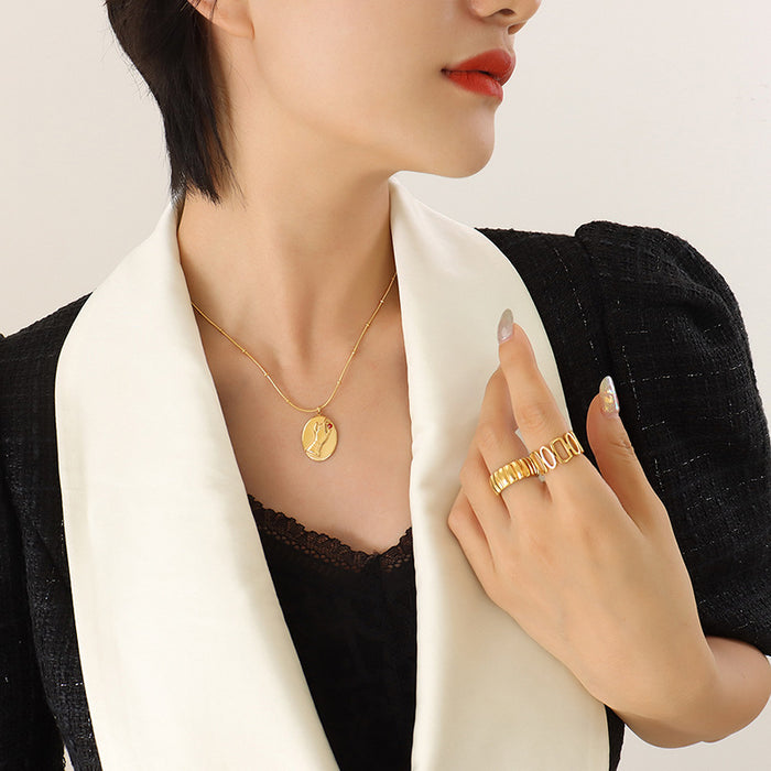 Wholesale Finger Round Pendant Clavicle Necklace Fashion Trend Diamond Jewelry JDC-NE-SZXYT005