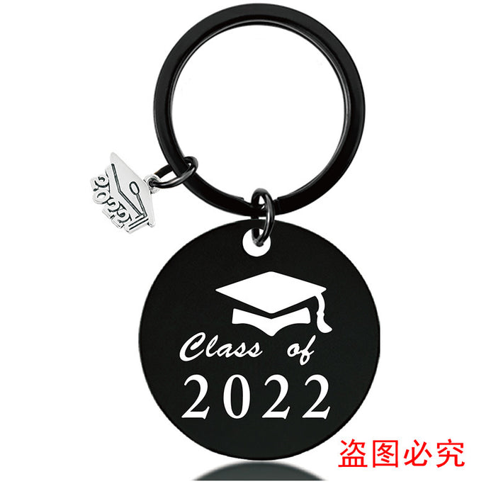 Jewelry WholesaleWholesale Graduation Season Gift Stainless Steel Round Metal Keychain JDC-KC-GangGu017 Keychains 钢古 %variant_option1% %variant_option2% %variant_option3%  Factory Price JoyasDeChina Joyas De China