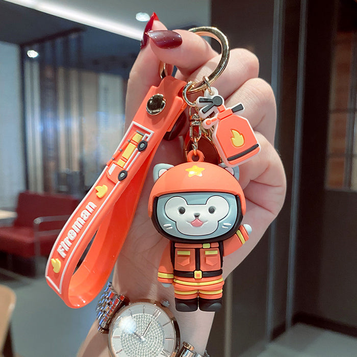 Jewelry WholesaleWholesale Cartoon Firefighter Raccoon Jun Soft Glue Keychain JDC-KC-GSXM078 Keychains 萌叙 %variant_option1% %variant_option2% %variant_option3%  Factory Price JoyasDeChina Joyas De China