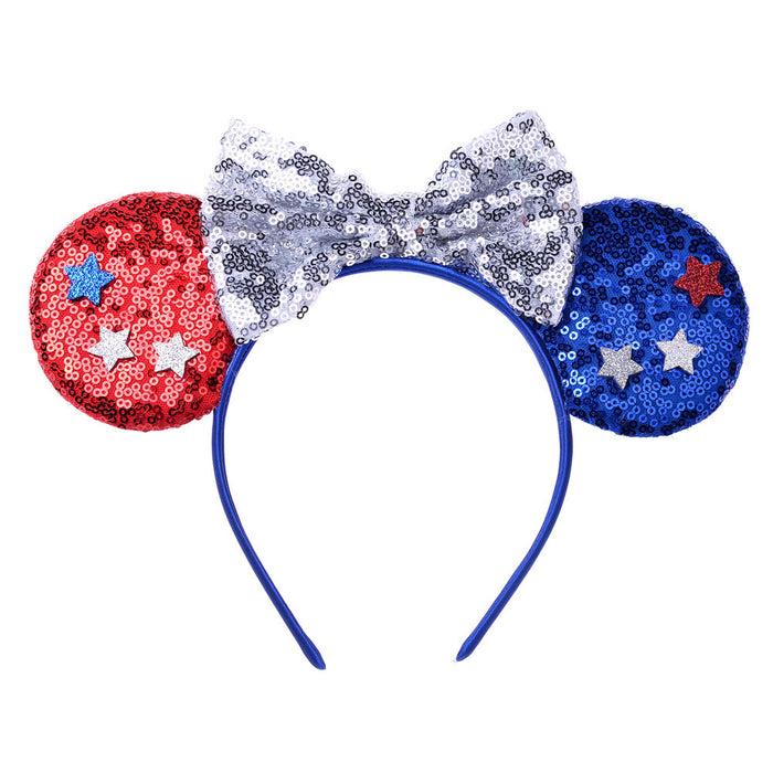 Jewelry WholesaleWholesale Independence Daily Necessities Cartoon Bow Headband Flag（M) JDC-HD-LanJ002 Headband 蓝居 %variant_option1% %variant_option2% %variant_option3%  Factory Price JoyasDeChina Joyas De China