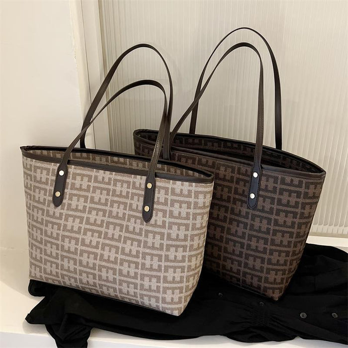 Wholesale Handbag PU Contrast Color Letter Tote Bag Large Capacity JDC-HB-Guanfang002