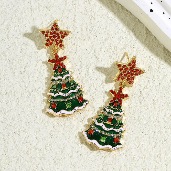 Wholesale Earrings Alloy Christmas Tree Cute JDC-ES-JUYAO014