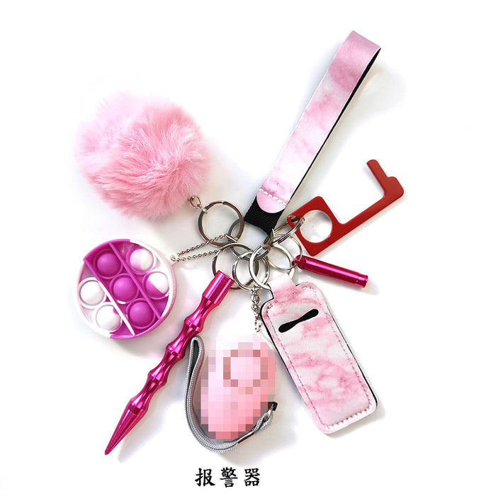 Jewelry WholesaleWholesale self-defense keychain anti-wolf alarm 9 piece set hair ball Self defense keychain JDC-KC-Meic007 Keychains 美畅 %variant_option1% %variant_option2% %variant_option3%  Factory Price JoyasDeChina Joyas De China