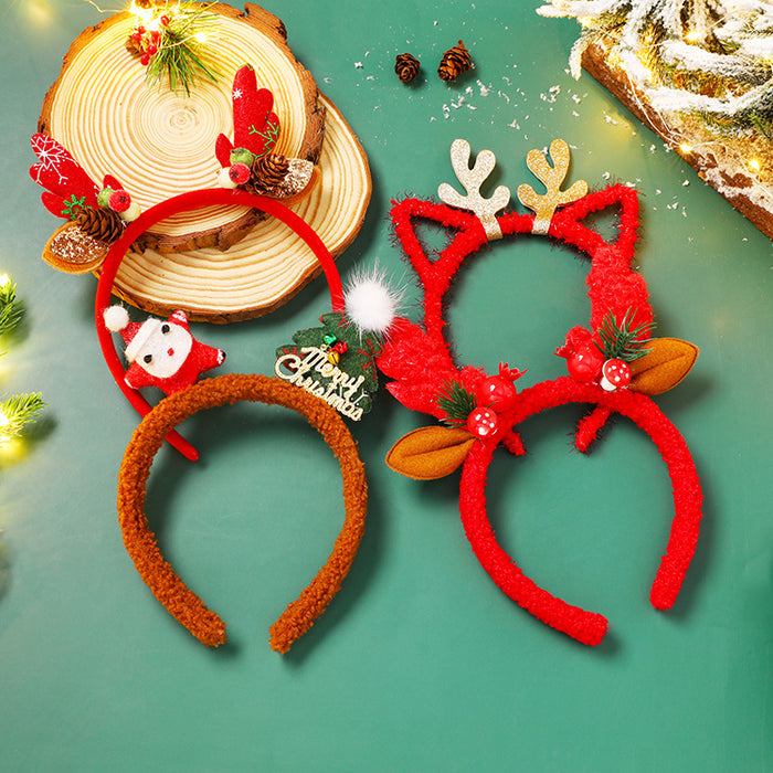 Wholesale Headband Mixed Material Cute Elk Christmas JDC-HD-RUID001