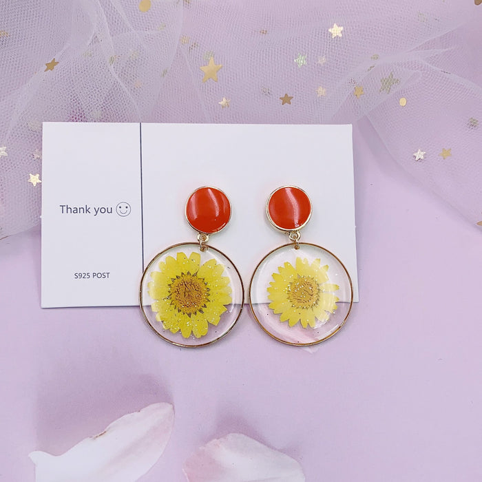 Jewelry WholesaleWholesale transparent dry flower alloy stud earrings JDC-ES-XuanY009 Earrings 宣妍 %variant_option1% %variant_option2% %variant_option3%  Factory Price JoyasDeChina Joyas De China