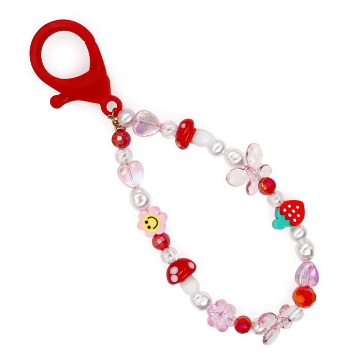 Jewelry WholesaleWholesale Boho Resin Acrylic Imitation Pearl Beaded Flower Smiley Keychain JDC-KC-Yuxz003 Keychains 煜星珠 %variant_option1% %variant_option2% %variant_option3%  Factory Price JoyasDeChina Joyas De China