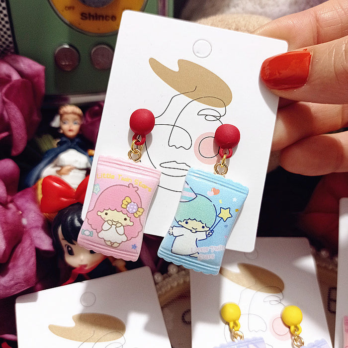 Wholesale Mini Simulation Candy Silver Earrings Cartoon JDC-ES-XingJ010