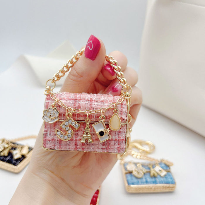 Wholesale Keychains Alloy Fabric Rhinestone Bag Pendant MOQ≥2 JDC-KC-ZhanLun001