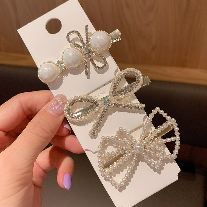 Wholesale Pearl Alloy Bow Hair Clip Set MOQ≥2 JDC-HC-JiaYan003