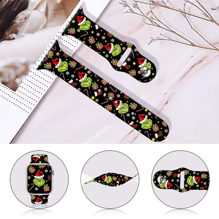 Wholesale Cartoon Christmas Silicone Strap Suitable for Apple Watch Strap JDC-WD-NuoQi004