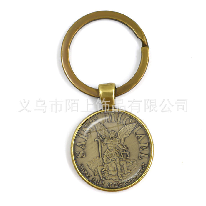 Wholesale St.Michael Russian Orthodox Time Gemstone Zinc Alloy Keychain JDC-KC-MoS001