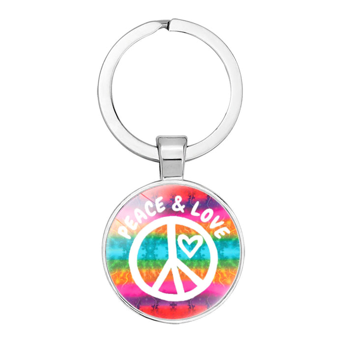 Wholesale Peace Sign Time Gemstone Alloy Glass Keychain JDC-KC-NingX012