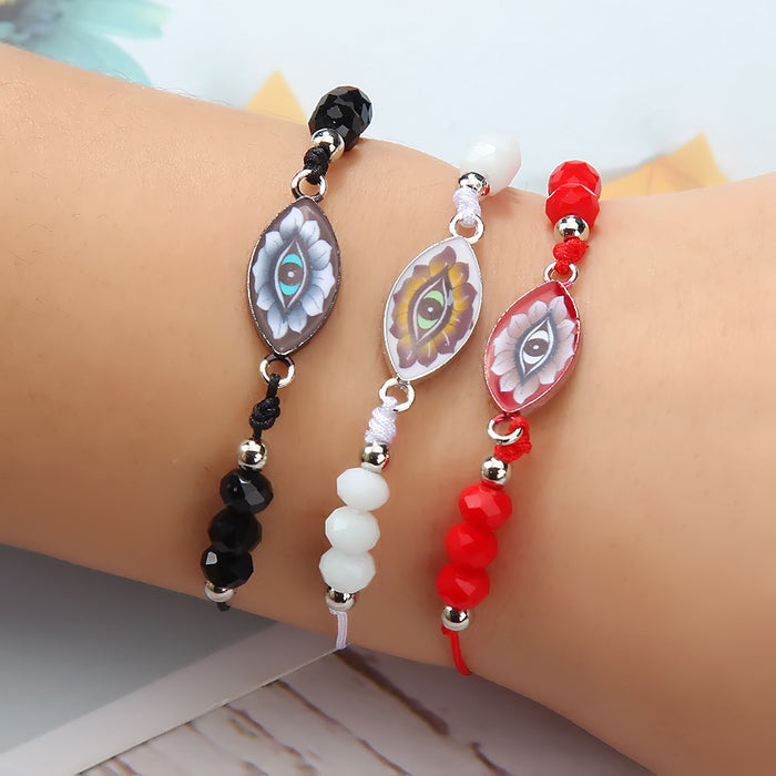 Wholesale Alloy Drip Oil Color Devil's Eye Crystal Braided Bracelet JDC-BT-ZheQ007