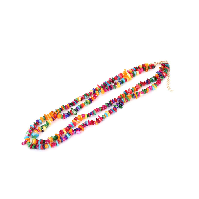 Wholesale Bohemian Resort Style Double Layered Colorful Gravel Necklace JDC-NE-MY008