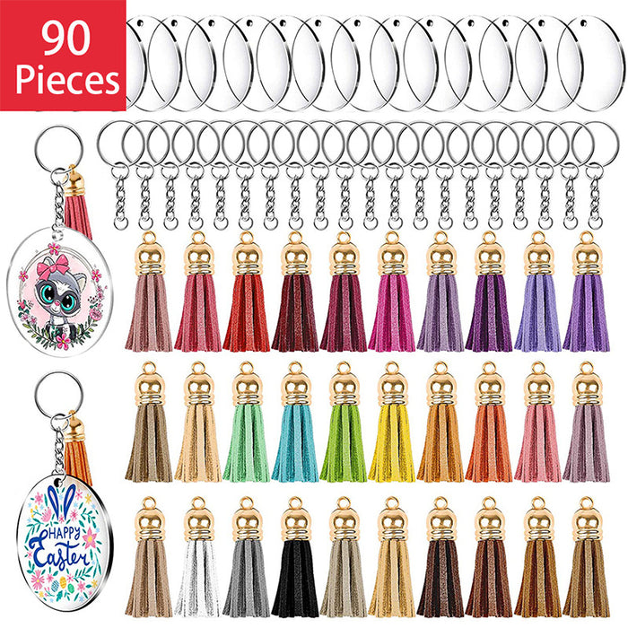 Wholesale DIY Handmade Acrylic Leather Tassel Custom Keychain Set MOQ≥5 JDC-KC-CSong001