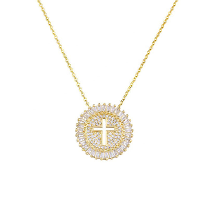 Jewelry WholesaleWholesale Copper Encrusted Diamond Openwork Cross Necklace JDC-NE-Caos021 Necklaces 曹适 %variant_option1% %variant_option2% %variant_option3%  Factory Price JoyasDeChina Joyas De China