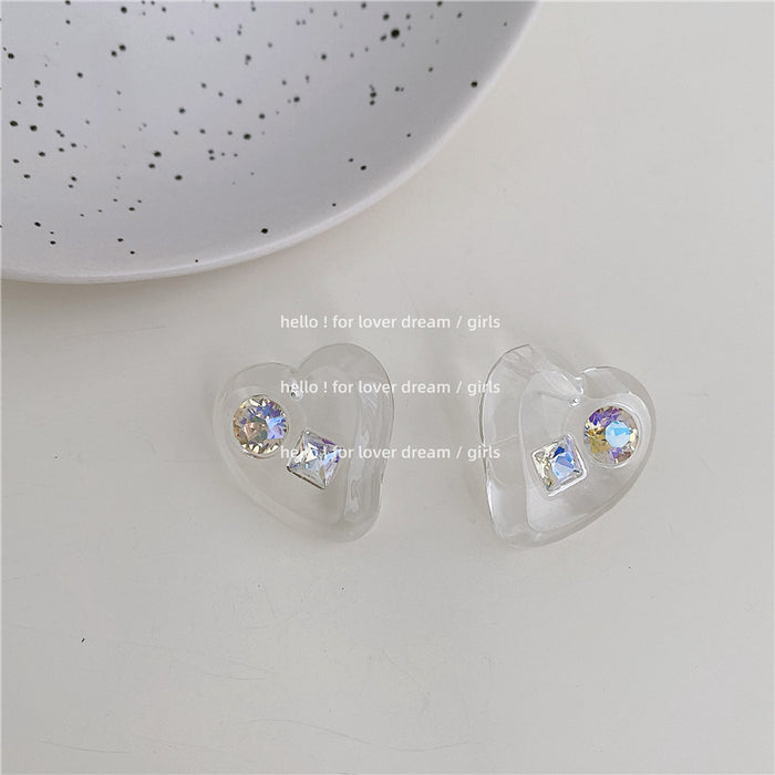 Wholesale Acrylic Acetate Earrings Love Rhinestones MOQ≥2 JDC-ES-Lfm008