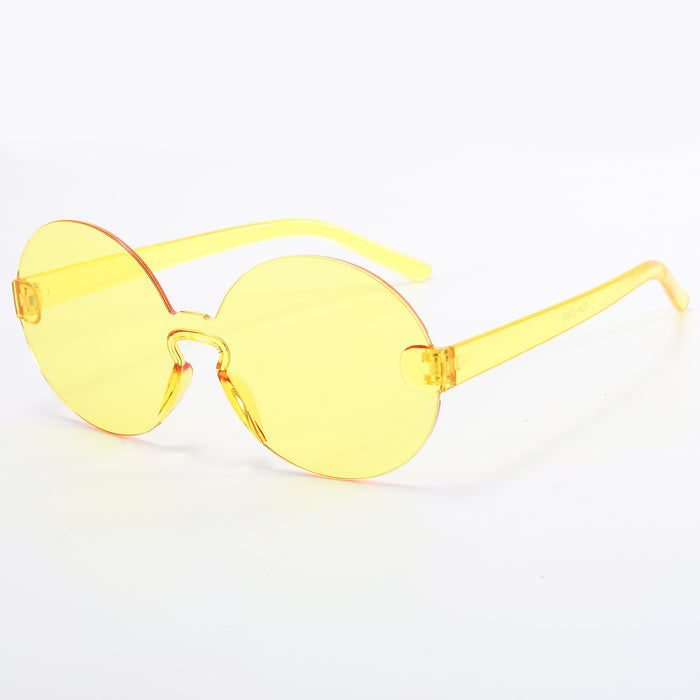 Wholesale Rimless Round PC Lens Candy Color Sunglasses JDC-SG-YuH007