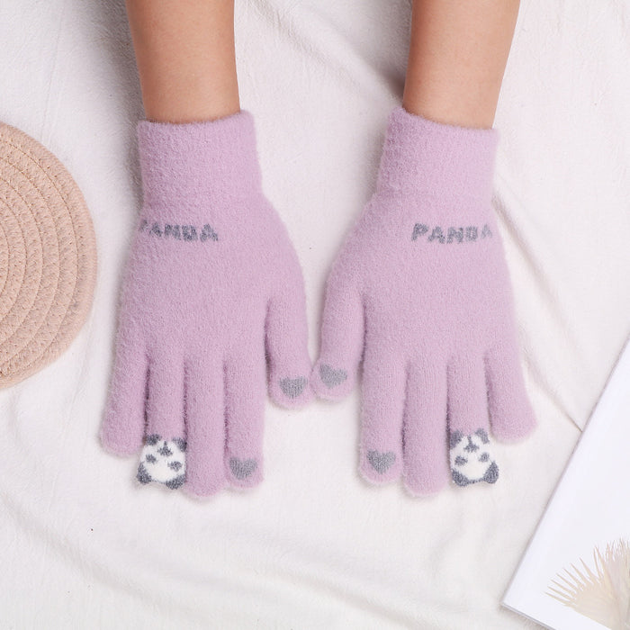 Wholesale Gloves Polyester Cute Panda Warm and Cold Protection Touch Screen MOQ≥2 JDC-GS-JiaT010