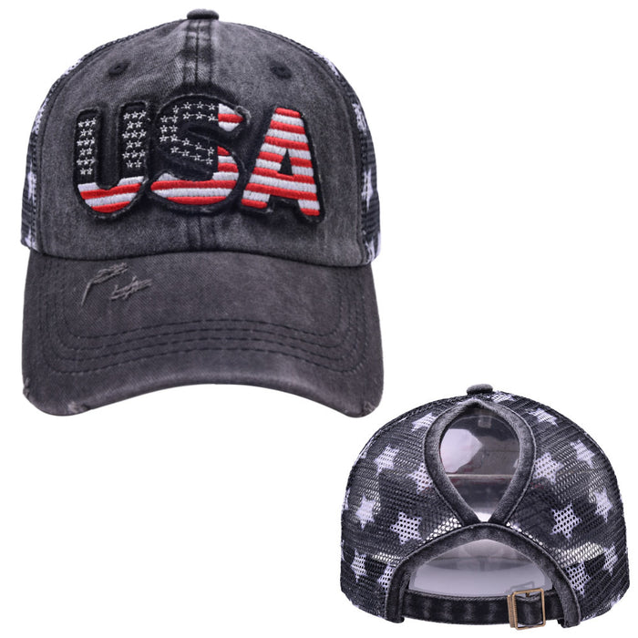 Wholesale Embroidered Hole Ponytail Baseball Cap MOQ≥2 JDC-FH-WenR008