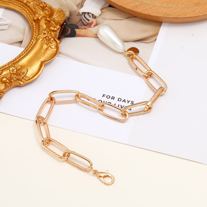 Jewelry WholesaleWholesale Water Drop Pearl Hip Hop Anklet Bracelet Two Piece Set JDC-AS-Ly011 Anklets 乐钰 %variant_option1% %variant_option2% %variant_option3%  Factory Price JoyasDeChina Joyas De China