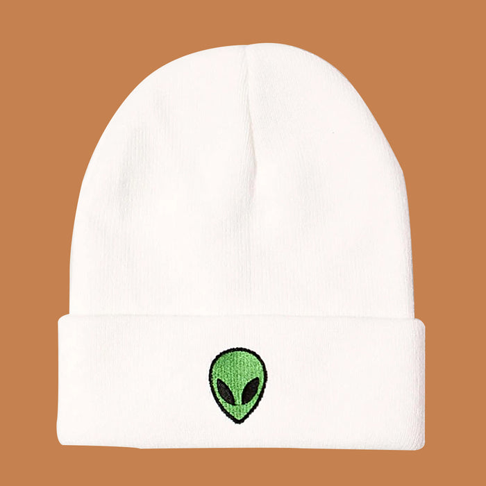 Wholesale Hat Acrylic Winter Outdoor Embroidery Alien Warm Knit Hat MOQ≥2 JDC-FH-TangQ005